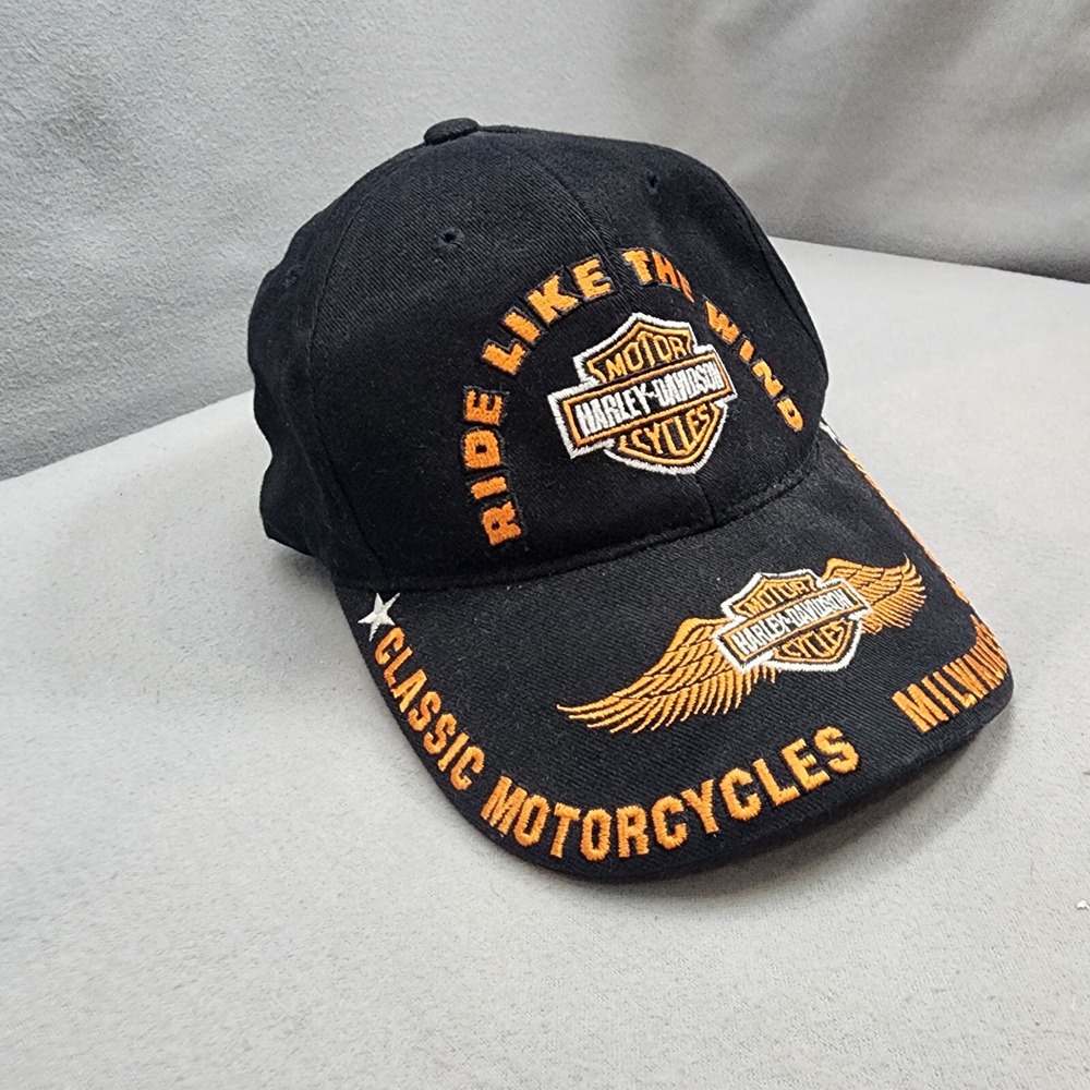 Harley-Davidson‎ Baseball Cap Black Ride Like The Wind Biker Hat Unisex OSFA